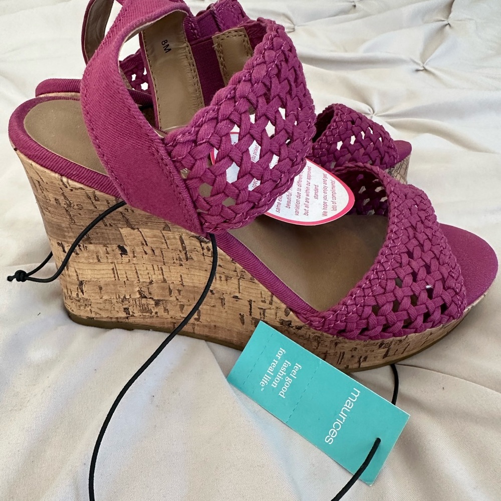 Maurices Fuchsia Woven Wedges - Picture 2 of 4